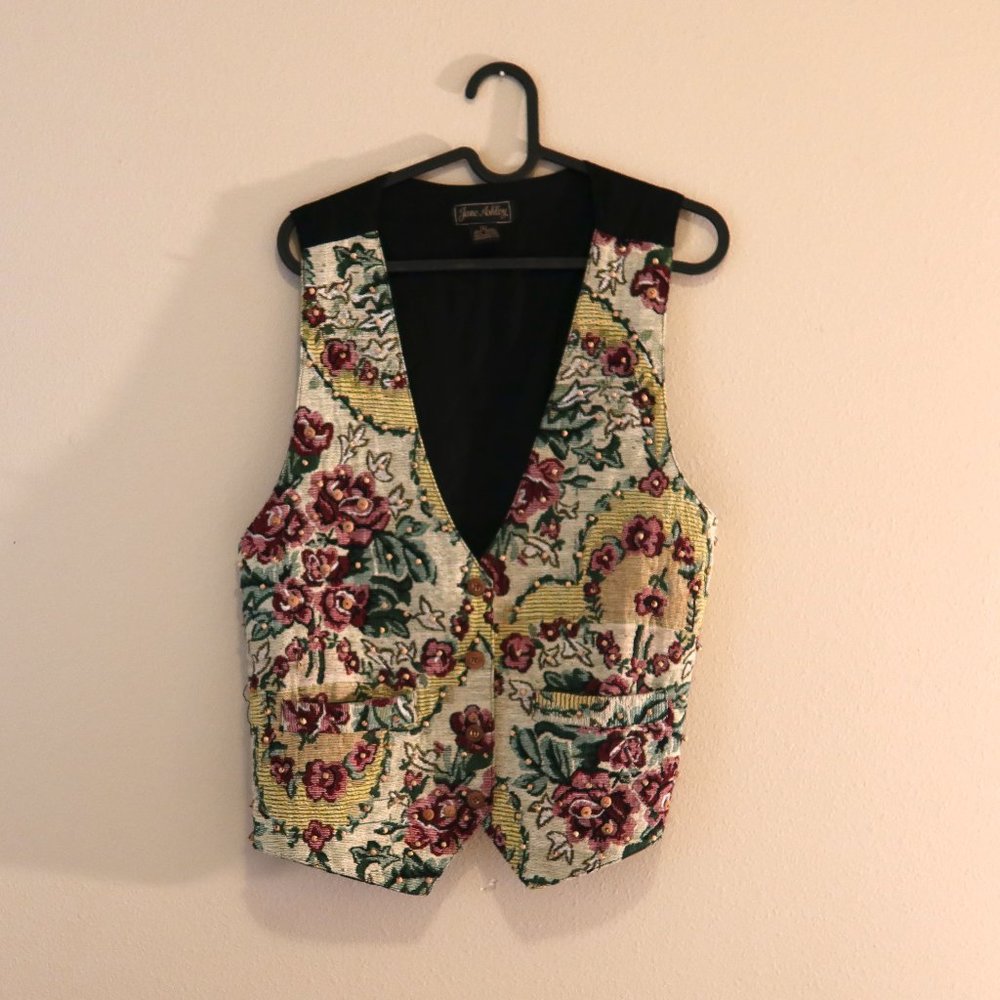 Vintage 80s Jane Ashley Vest with Wooden Detailing